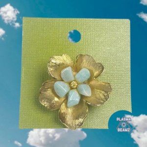 Antique Pansy Brooch Gold and Turquoise